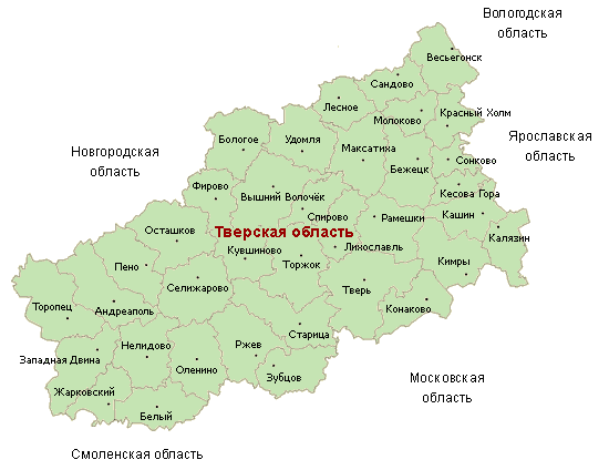 Карта Тверской области